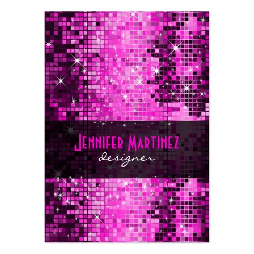 Pink Tones Retro DiscoBall Glitter Business Card Template