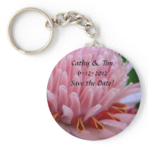 Pink Torch Ginger Wedding Save the Date Keychains