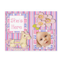 Pink Toys Photo Birth Announcement TBA 5/11/2009 postcards