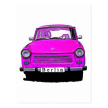 Pink Trabant Car Postcard