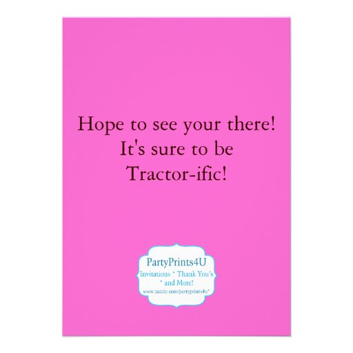 Pink Tractor Farm Birthday Party Invite