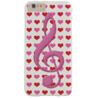 Pink Treble Clef Love Hearts Music Barely There iPhone 6 Plus Case