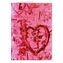 Pink Tree Trunk Graffiti Heart cards