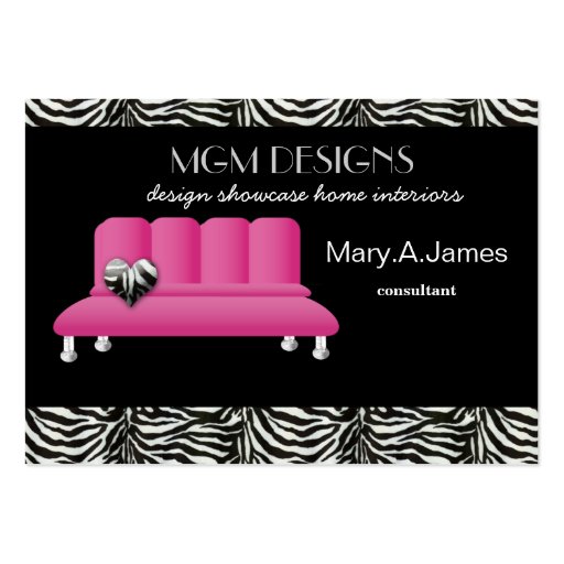 pink trendy interior decorator Business Cards (front side)