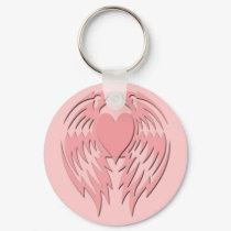 PINK TRIBAL HEART WINGS keychains by dgpaulart PINK TRIBAL HEART WINGS keychains