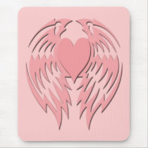 PINK TRIBAL HEART WINGS mousepads by dgpaulart PINK TRIBAL HEART WINGS mousepads