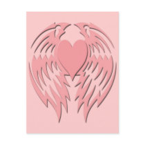 PINK TRIBAL HEART WINGS postcards