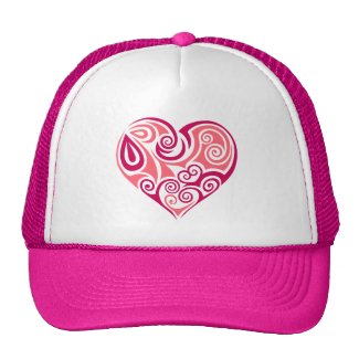 Pink tribal tattoo heart symbol girly love art trucker hats