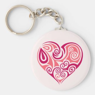 Pink tribal tattoo heart symbol girly love art keychain