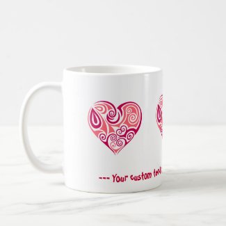 Pink tribal tattoo heart symbol girly love art mugs