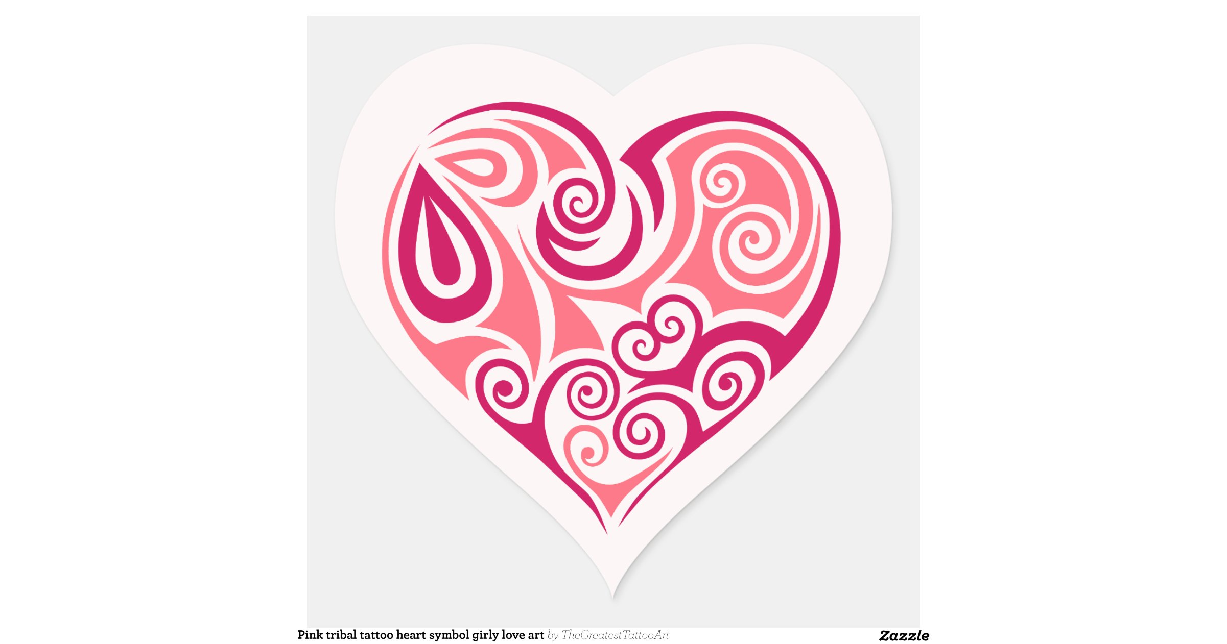 Pink Tribal Tattoo Heart Symbol Girly Love Art Heart