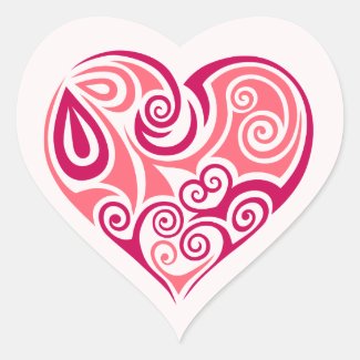 Pink tribal tattoo heart symbol girly love art sticker