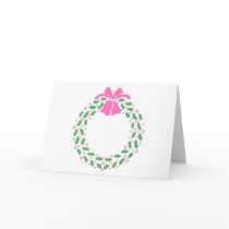 Pink Trim Wreath - Greeting Card