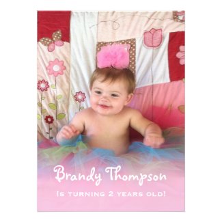 Pink Trimmed: Picture Birthday Party Invitation