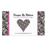 Pink Trimmed Zebra Print Heart Business Card