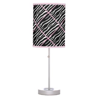 Pink Trimmed Zebra Print Lamp