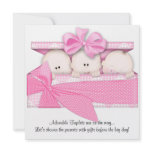 Pink Triplet Baby Shower Invitation Announcement