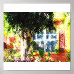 Pink Tropical Cottage Poster
