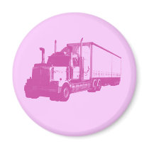 Pink Truck Refrigerator Magnets
