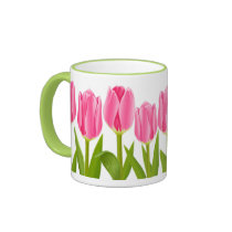 Pink tulip coffee mug mugs