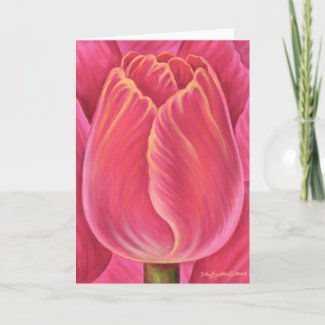 Pink Tulip Flower Nature Painting - Multi Greeting Cards