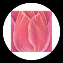 Pink Tulip Flower Nature Painting - Multi stickers
