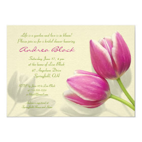 Pink Tulip Wedding Bridal Shower Invitation 5