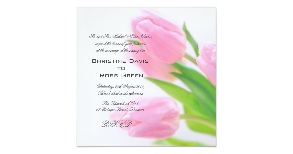 pink tulip wedding invitations zazzle tulip wedding invitations