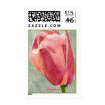 Pink Tulip Wedding Postage Stamp
