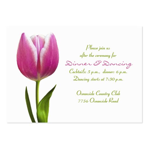 Pink Tulip Wedding Reception Card Business Cards (front side)
