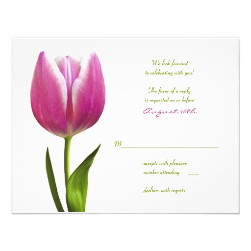 Pink Tulip Wedding Reply Card Custom Invites