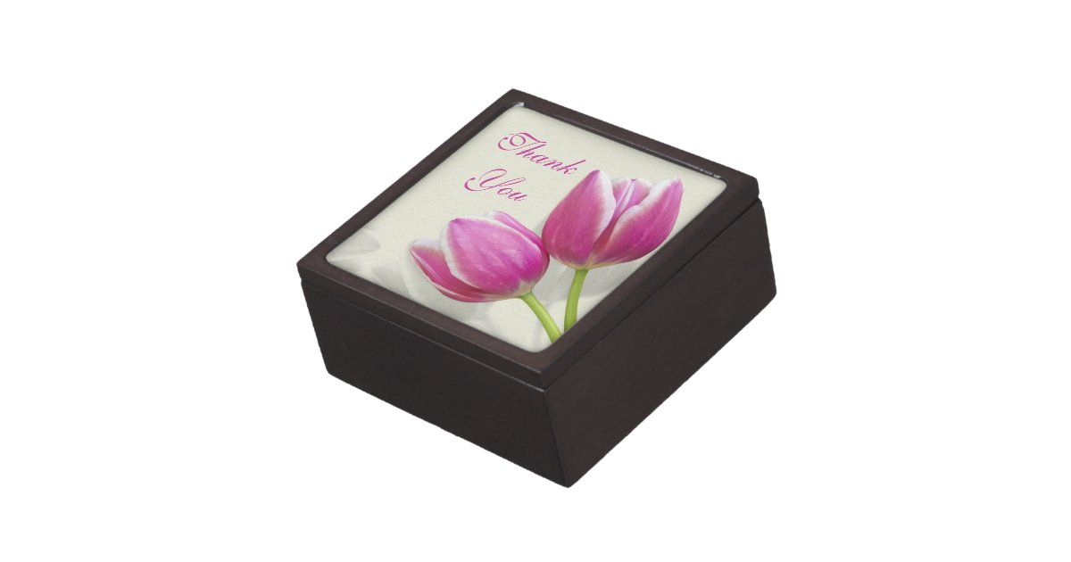 Pink Tulip Wedding Thank You Gift Box Zazzle