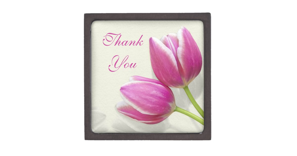 Pink Tulip Wedding Thank You Gift Box Zazzle
