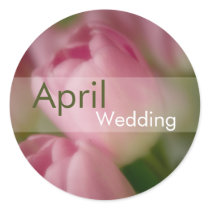 Pink Tulips • April Wedding Sticker