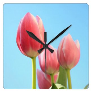 Pink tulips beauty round wallclock