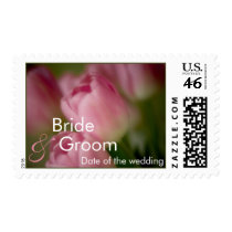 Pink Tulips Bride & Groom Stamp stamps