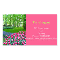 Pink tulips garden business cards