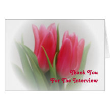 Pink Tulips Interview Thank You Card