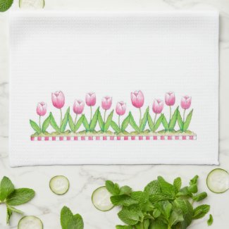 Pink Tulips - Kitchen Towel