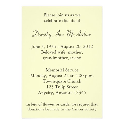 Pink Tulips Memorial Service Announcement
