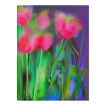 Pink Tulips on Purple Flower Poster
