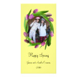 Pink Tulips on Yellow Photo Card photo cards