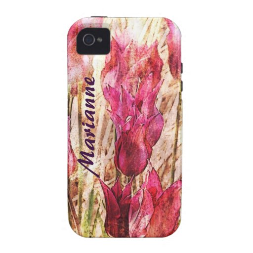 pink tulips personalized i-phone case iPhone 4/4S covers