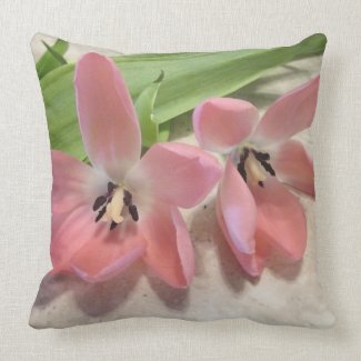 Pink Tulips Throw Pillow