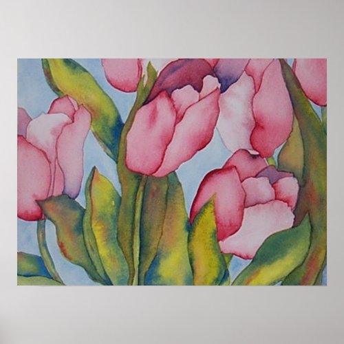 Pink Tulips Print print