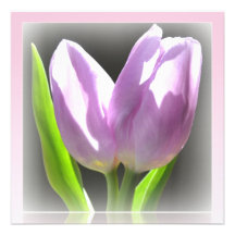 Pink Tulips Reflection Frame Invitations
