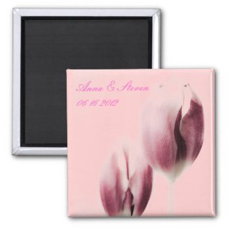 Pink tulips save the date magnet