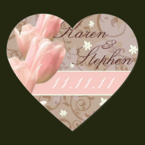 pink tulips save the date stickers