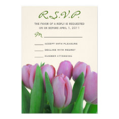 Pink Tulips Wedding RSVP Invitation