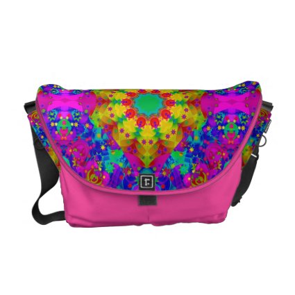 Pink Turquoise and Yellow Retro Pattern Commuter Bag